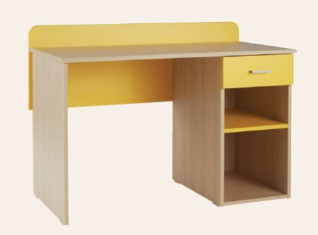 Table bureau piètement panneau avec niche et tiroir