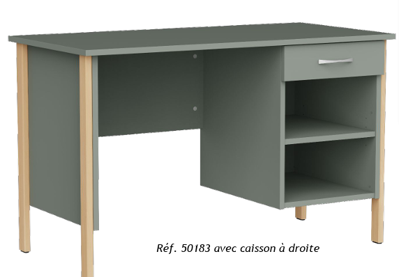 Bureau 1 niche et 1 tiroir NYXOS
Caisson à postionner à droite ou à gauche - position définitive.
Poignée au choix.