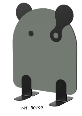 Claustra KAWAI PANDA sur patins.
 2 hauteurs au choix
Largeur 80 cm
Piètement et accessoires en poudre époxy Réglisse 9005M (visserie noire).