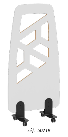 Claustra IDAHO panneau en bois et pieds métal.
Différentes largeurs : 800mm, 1200mm. hauteur 1600 mm
Pieds métal en Réglisse 9005M ou Lune 9016M.
Panneau en médium stratifié , différents coloris au choix.