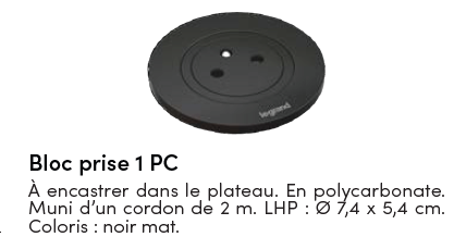 Bloc prise 1 PC- Noir- Disq 60