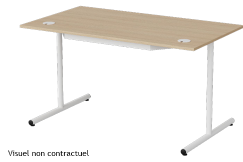 Table informatique ADA.
Uniquement en taille 6.
un obturateur passe-câbles Ø 80 mm RAL 9006 à droite pour les tables de longueur inférieure ou égale à 1200 mm.
deux obturateurs passe-câbles Ø 80 mm RAL 9006  à droite et à gauche pour les tables de longueur supérieure à 1200 mm.