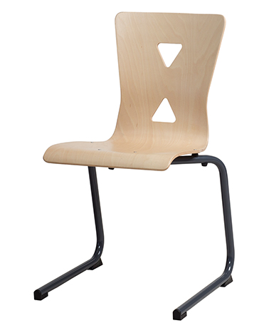 Chaise appui sur table pied luge XICO acier (coque bois)