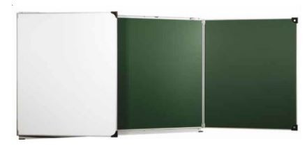 Tableau triptyque 120 x 200 cm, mixte inversé (intérieur émaillé blanc, volets repliés verts)