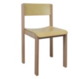 Chaise bois 4 pieds  hêtre verni naturel - assise et dossier laqué - Taille 6